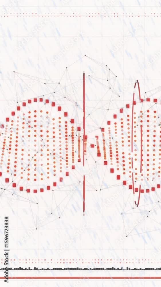 Poster animation of red waveform with dots and lines on white background