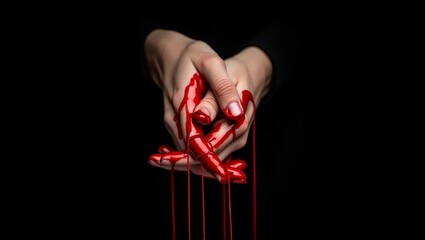 Bloody Hands, Dark Mystery: A macabre image of hands dripping with crimson liquid, against a stark black background.  Suggests themes of horror, suspense, and the unknown.