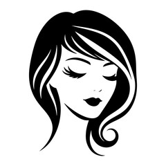 Beauty hear style girl face silhouette vector illustration isolated on a white background. Beauty girl face logo