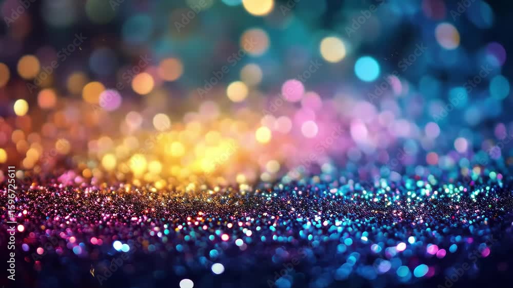 Poster glitter particles overlay creating a vibrant and colorful atmosphere for various uses, glitter parti