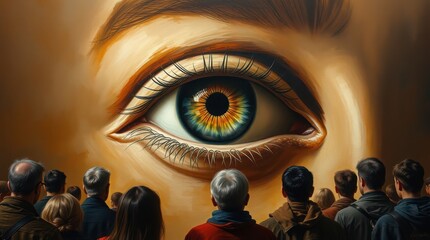 big eye looking over the people, BIG BROTHER concept