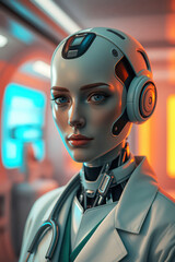 android doctor futuristic, realistic illustration