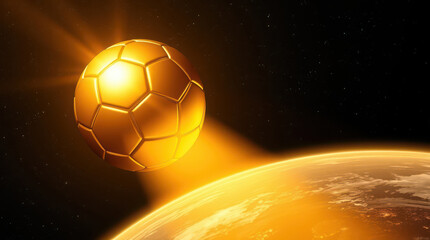 soccer ball in space, flying by the earth