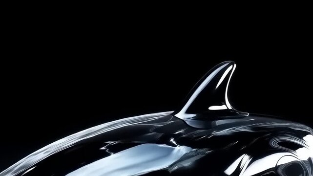 Captivating Crystal Dolphin: A Gleaming Marine Sculpture on Black Backdrop