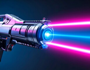 Futuristic weapon emitting vibrant beams