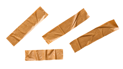 Adhesive Strips Versatile Pieces of Brown Tape for Crafts, Sealing, and Creative Projects - Stock Photo of Tape Strips on White Background 