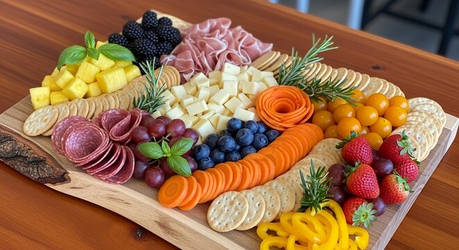 Summer food cheeses, elicious and Colorful Charcuterie Board Feast.