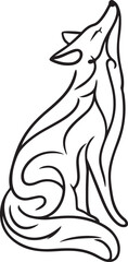 Obraz premium Stylized wolf howling black outline animal wildlife