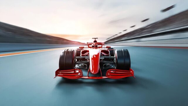 Formula Racing car speeding on a racetrack with blurred background showcasing motion and excitement