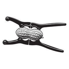 Peanut in Shell in Nutcracker Monochrome Vector Illustration