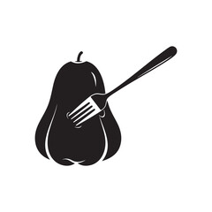 Fork Piercing a Fresh Rose Apple Tropical Fruit Vector Graphic