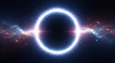 Fototapeta premium Abstract Cosmic Black Hole with Blue Ring in Starry Galaxy