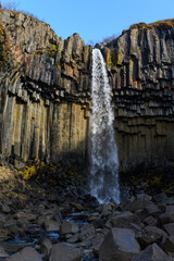 Svartifoss waterfall in Iceland close up