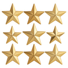 Obraz premium Nine Golden Stars: A Symbol of Excellence and Perfection isolated transparent png background 