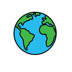 World Sphere Icon Line and Fill Style Vector Illustration of Earth and Continents