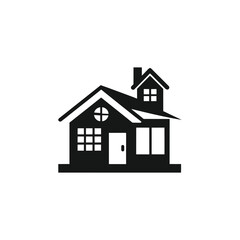 Simple black house icon isolated on a white background