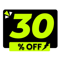 30% off png black colour, ecommerce sale badge, promo sticker icon, discount tag design
