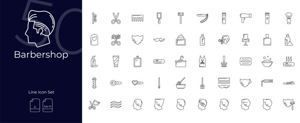 Barbershop Line Editable Icons set. Vector illustration in modern thin line style of Barbershop icons: barber, coiffure, hairdresser, etc