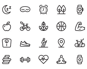 Fototapeta premium Health and Fitness Icons Set sleep