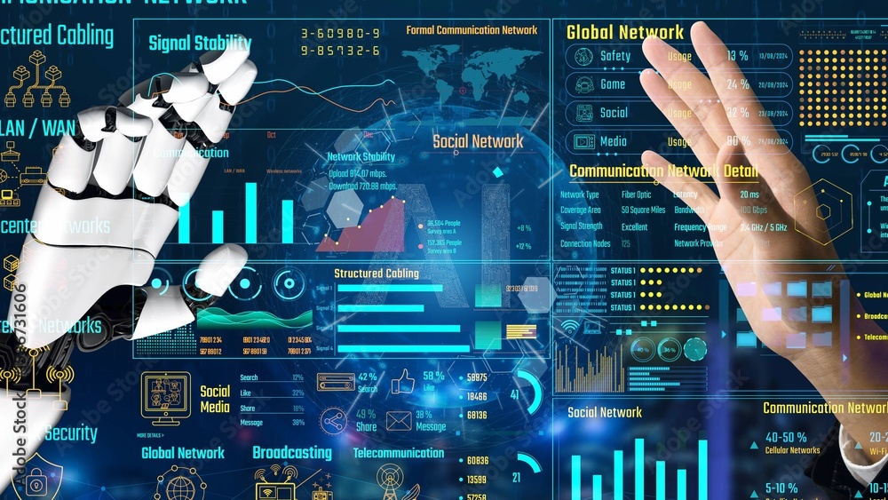 Poster ai monitors data center performance via virtual assistant dashboards, connection insights, and artif