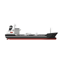 Fototapeta premium Side view of a large tanker ship, detailed illustration.