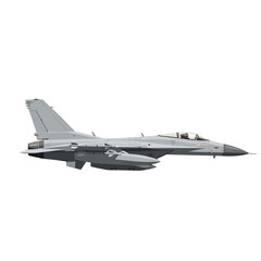 A grey fighter jet in flight, showcasing its sleek design and weaponry.