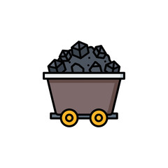 A mine cart overflowing with extracted coal, ready for transport.