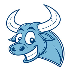 Smiling Cartoon Bull Mascot – Blue Ox Logo Illustration