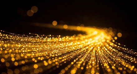 Naklejka premium Golden light streaks and bokeh on a dark background creating a magical effect