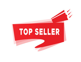 Top seller, colorful vector banner ribbon icon illustration design isolated on white background . web graphic red sign template.
