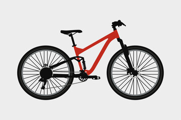 Fototapeta premium Modern Mountain Bike Vector Illustration – Red Frame Bicycle with Gear Detail