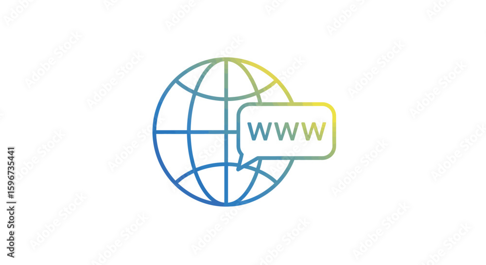 Poster global internet connectivity icon with web address in gradient style