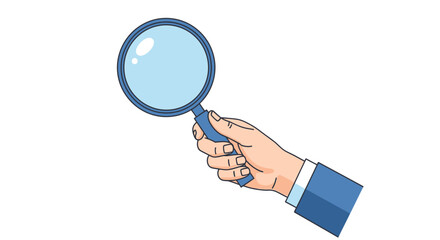 Hand holding magnifying glass for search find zoom and investigation concept