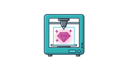 Fototapeta premium 3d printer creating crystal object in modern line art style