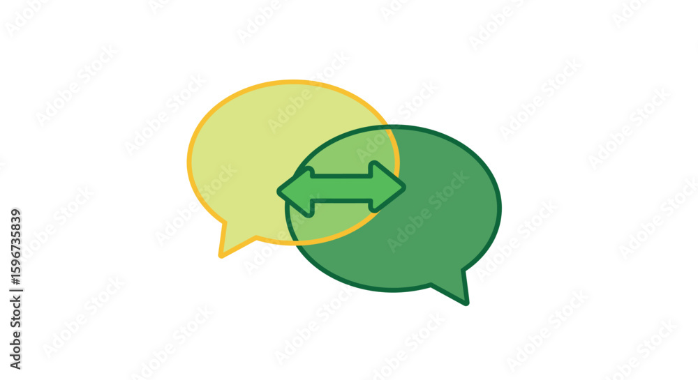 Poster colorful speech bubbles with arrow for communication and dialogue concepts