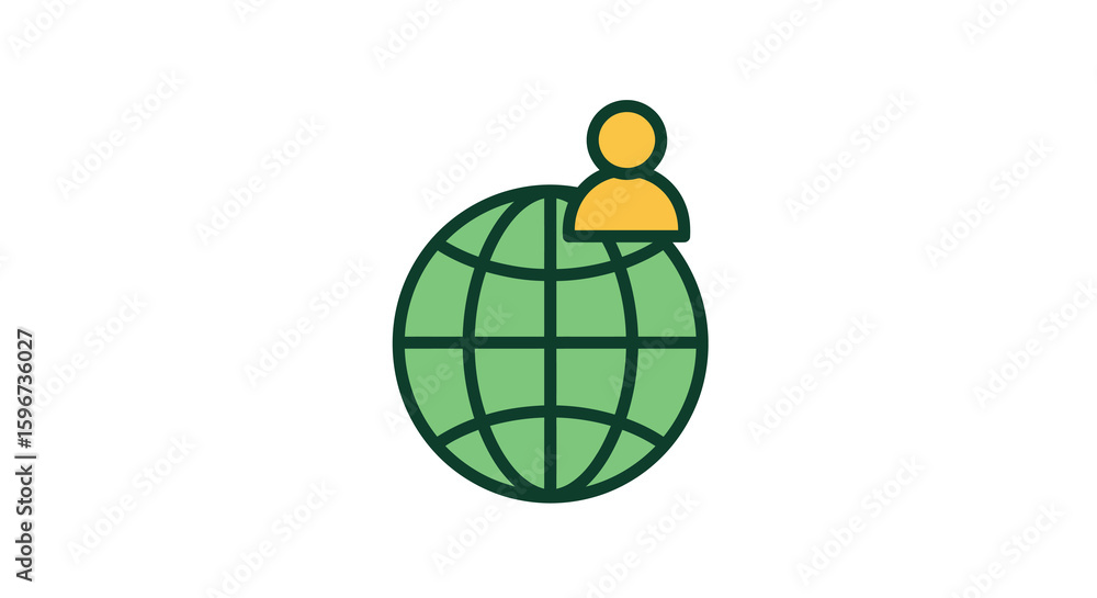 Poster global connection concept with user icon on world earth globe