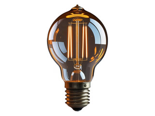 Illuminated light bulb radiating warmth with clear glass on a black background