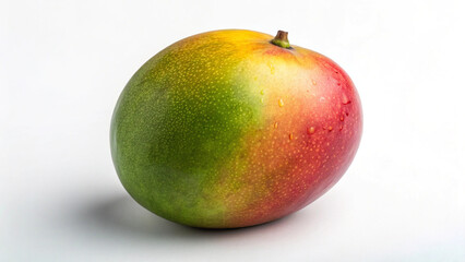 Fototapeta premium Fresh Ripe Mango with Colorful Skin on White Background