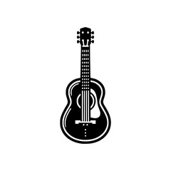 Fototapeta premium An elegant, black and white illustration of a acoustic guitar. A classic musical instrument, ready to make the best sounds 