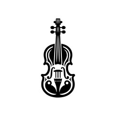 Fototapeta premium A black and white illustration of a violin with intricate details, evoking a sense of elegance and musical artistry