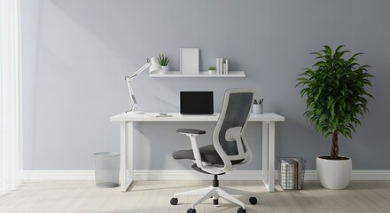 Minimalist Home Office Setup with White Desk