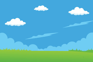 Obraz premium Beautiful blue sky with cloud and green field 