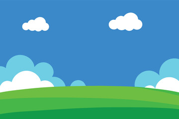 Fototapeta premium Beautiful blue sky with cloud and green field 