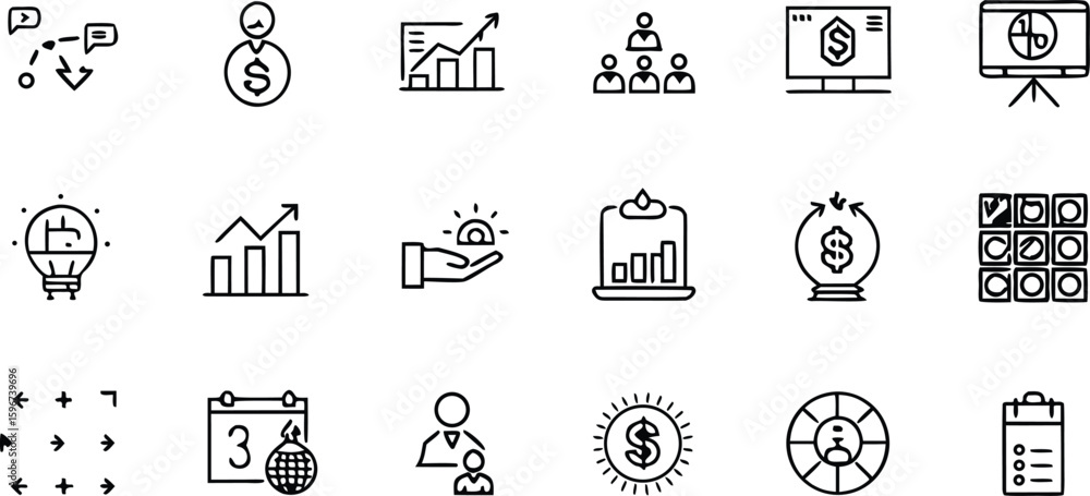 Poster collection of vector icons and symbols for web and business design