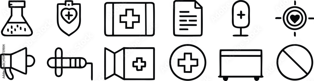 Poster set of kitchen utensils knives and tools icons in red vector style for web and design use