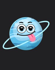 Cute Uranus emoji , happy Uranus vactor image, Uranus vactor illustration.	