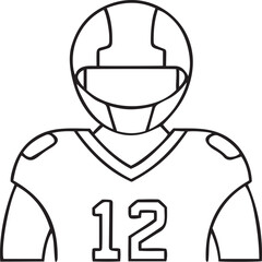 Editable American football or rugby player vector icon design, Classic American football or rugby player vector illustration, American football or rugby player line art vector