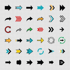 Colorful Vector Arrows and Navigation Symbols in a Modern Flat Seamless Pattern Design