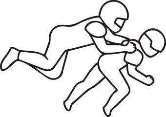 Editable American football or rugby player vector icon design, Classic American football or rugby player vector illustration, American football or rugby player line art vector