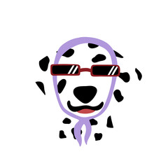 Cartoon Dalmatian Dog with Sunglasses and Headscarf